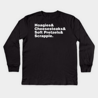 Philadelphia Food Helvetica Kids Long Sleeve T-Shirt